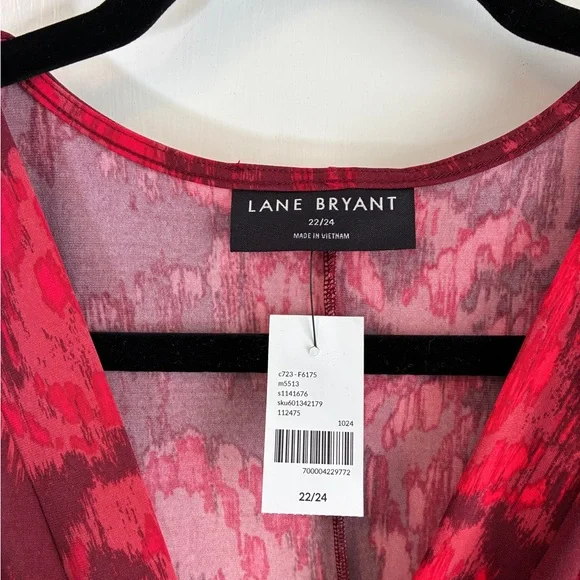 NWT Lane Bryant Faux-Wrap Jersey Dress Abstract Red Size 22/24 - Picture 5 of 9
